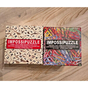 2 Jigsaw Puzzle IMPOSSIPUZZLE Scrabble Tile 100 Pieces Scramble/ Paper Clips NEW
